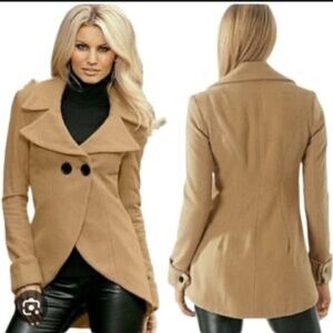 VENUS Tan Wool-Blend Coat